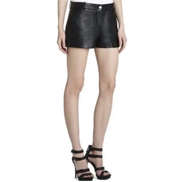 Bcbg Maxazria Bruna Patch Pocket Leather Shorts - Picture 2 of 12